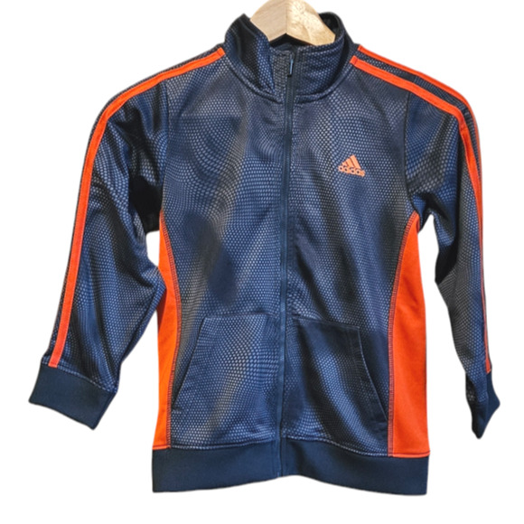 Adidas Boy's Zip Sweatshirt Navy Orange Size 7 / 7X - Picture 1 of 7